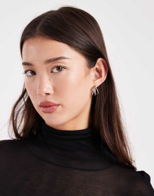 ASOS DESIGN – Transparentes, weiches, hochgeschlossenes Oberteil in Schwarz mit gerafften Seiten , 3 von 4