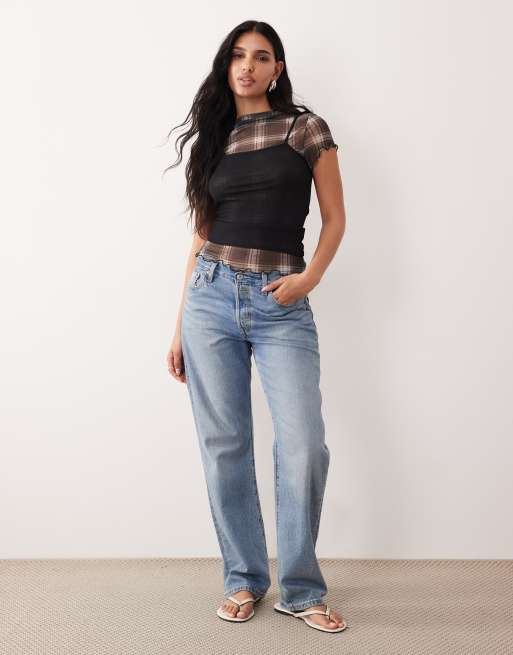 ASOS DESIGN – Transparentes, zweilagiges Oberteil mit Karomuster und Kräuselsaum, 2 von 4