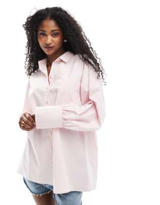 ASOS DESIGN - Trapez-Hemd aus Popeline in Rosa mit Faltendetail hinten