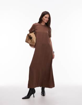 ASOS Design - Trapez-T-Shirt-Kleid aus Modal in Braun-Brown