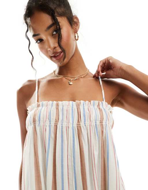 ASOS DESIGN trapeze beach dress in multi stripe, 2 of 4