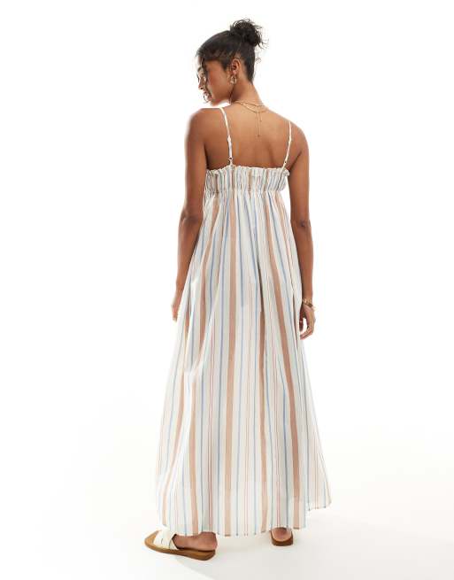 ASOS DESIGN trapeze beach dress in multi stripe, 3 of 4