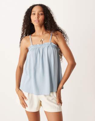 Asos Design Trapeze Cami Top In Blue