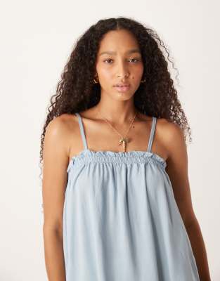 Asos Design Trapeze Cami Top In Blue