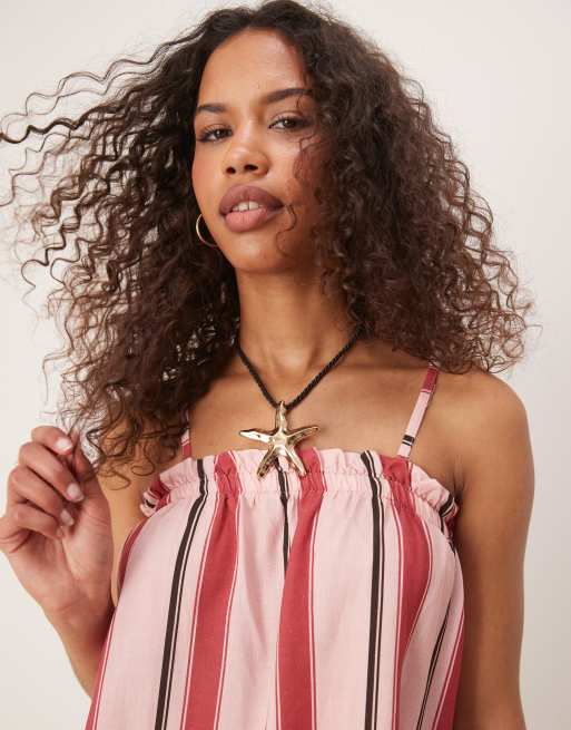 ASOS DESIGN trapeze cami top in pink stripes