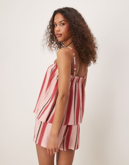 ASOS DESIGN trapeze cami top in pink stripes