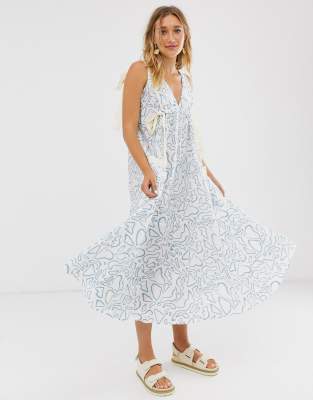 drawstring maxi dress