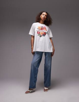 Asos Design Trapeze Graphic T-shirt In White