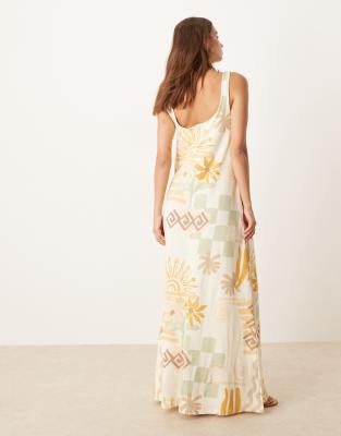 Asos Design Trapeze Maxi Dress In Neutral