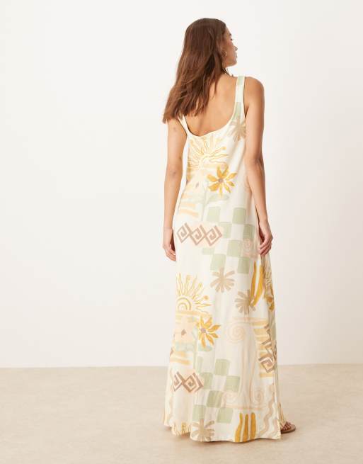 ASOS DESIGN trapeze maxi dress in conversational patchwork print, 2 of 4