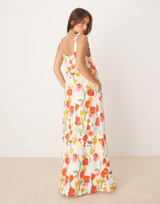 ASOS DESIGN trapeze maxi dress in floral print