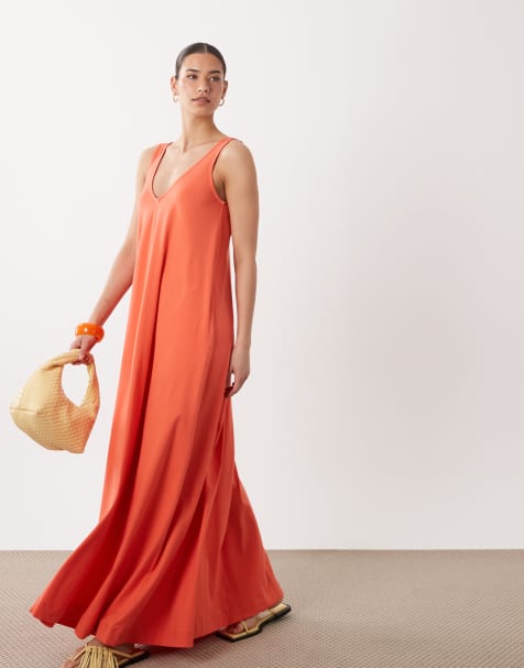 ASOS DESIGN trapeze maxi dress in red - view 1