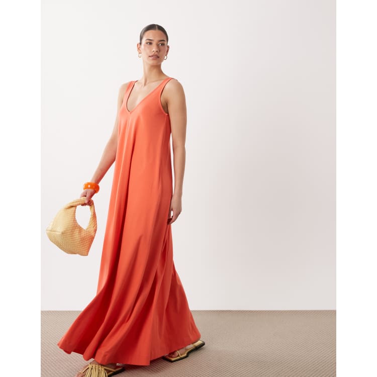 asos design trapeze maxi dress ASOS Design - Trapeze Maxi Dress - Women - Cotton/Spandex