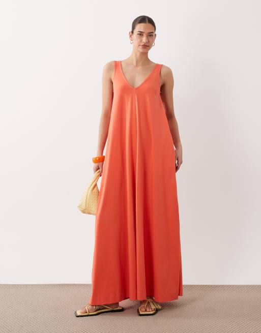 ASOS DESIGN trapeze maxi dress in red, 3 of 4