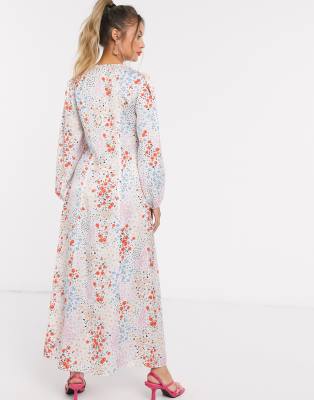 mixed floral maxi dress
