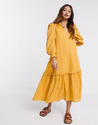 mustard smock dress