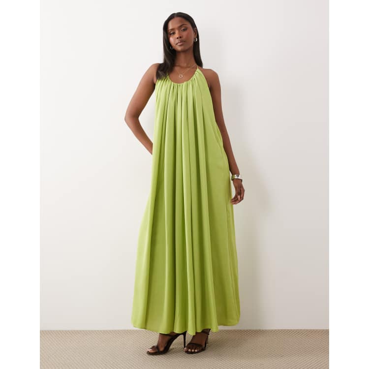 asos design double cloth trapeze maxi dress ASOS DESIGN Curve double cloth trapeze maxi dress in chocolate