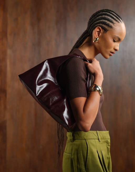 ASOS DESIGN trapeze shoulder bag in cherry red