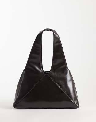 Asos Design Trapeze Tote Bag With Inner Pouch In Black