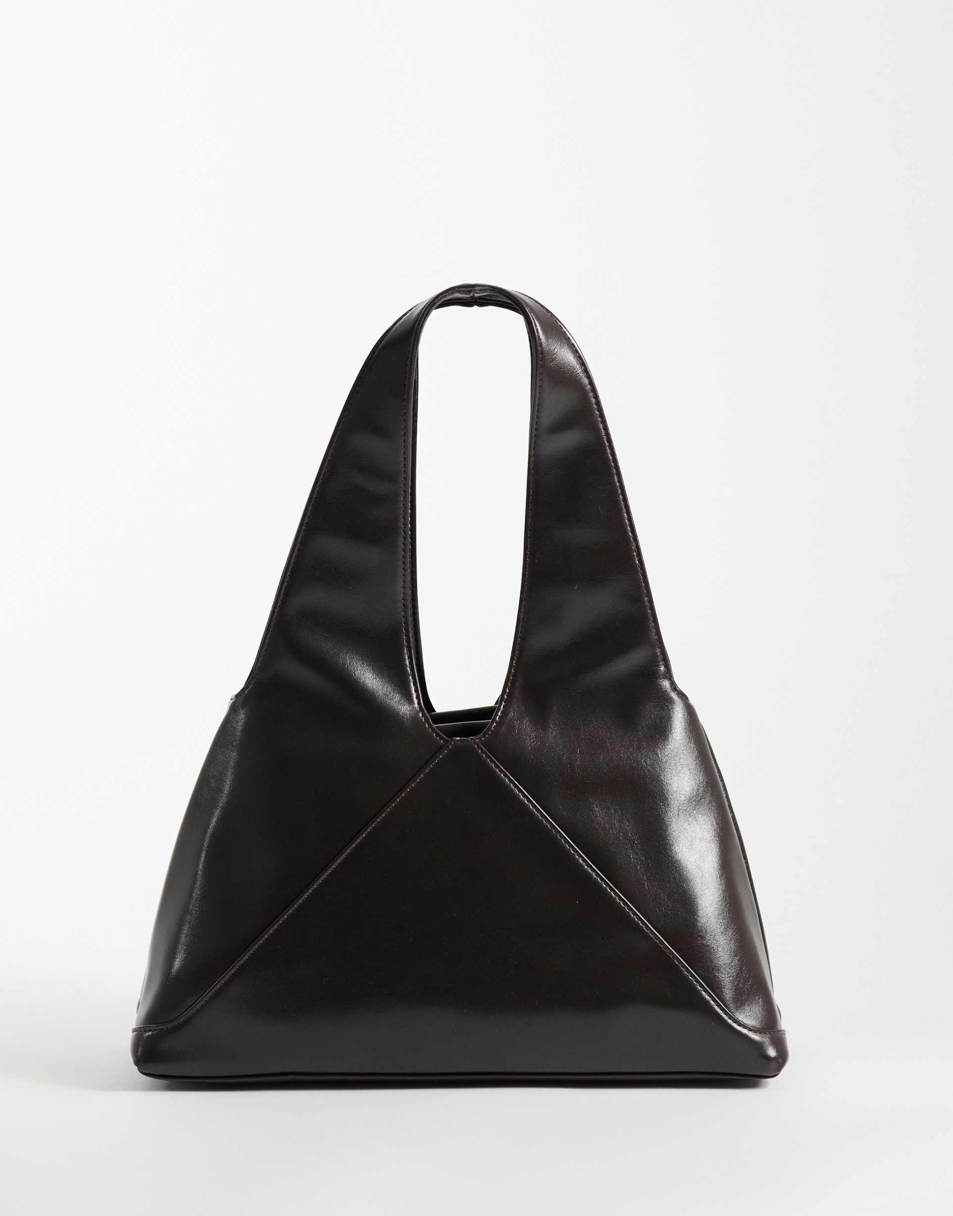 asos design trapeze tote bag with inner pouch in chocolate
