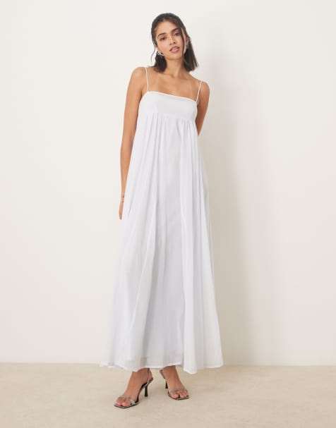 ASOS DESIGN – Trapezförmig geschnittenes Camisole-Maxikleid aus Chiffon in Eisblau mit mehrlagiger Brustpartie - view 1