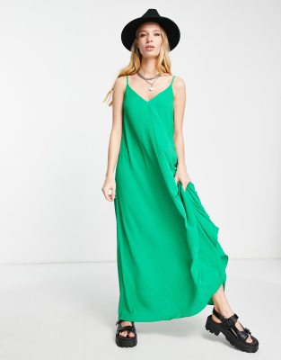 ASOS DESIGN - Trapezförmiges Maxi-Trägerkleid in leuchtendem Grün