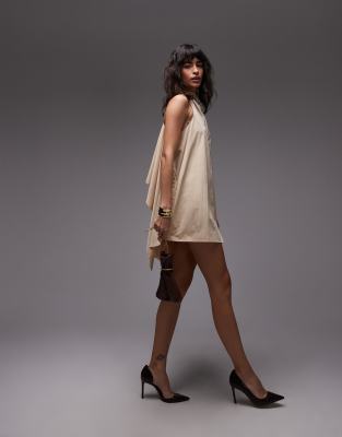 ASOS DESIGN - Trapezförmiges Minikleid in Austernweiß