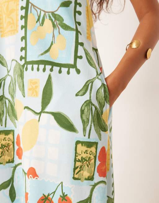 ASOS DESIGN – Trapezowa sukienka maxi we wzór w pomidory, 2 z 4