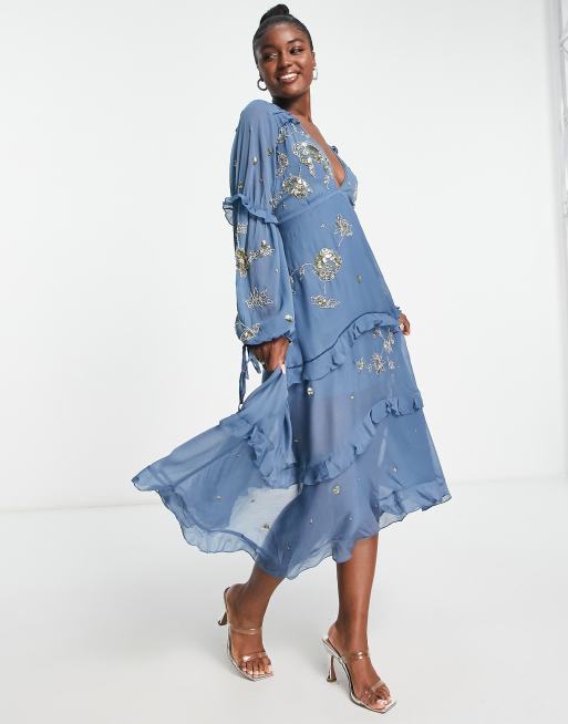 ASOS DESIGN – Trapezowa sukienka midi ze zdobieniem, 4 z 4