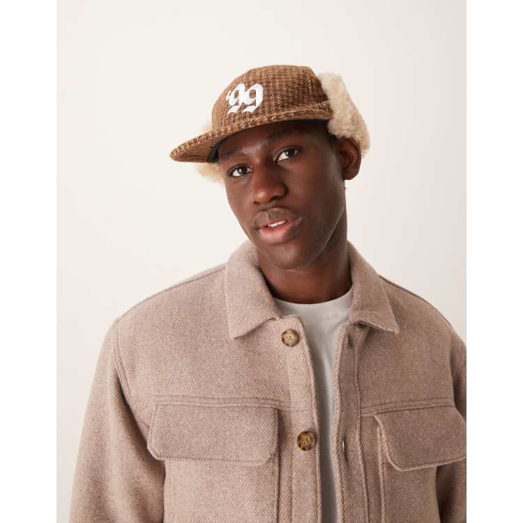 ASOS DESIGN trapper cap in heritage check in brown | ASOS