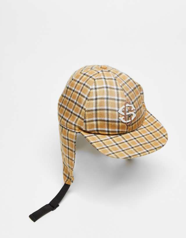 ASOS DESIGN - trapper cap in neutral check