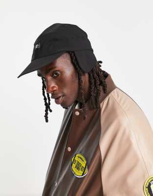ASOS DESIGN trapper cap with badge in black