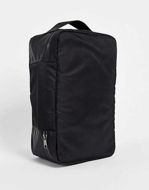 ASOS DESIGN travel shoe bag in black nylon
