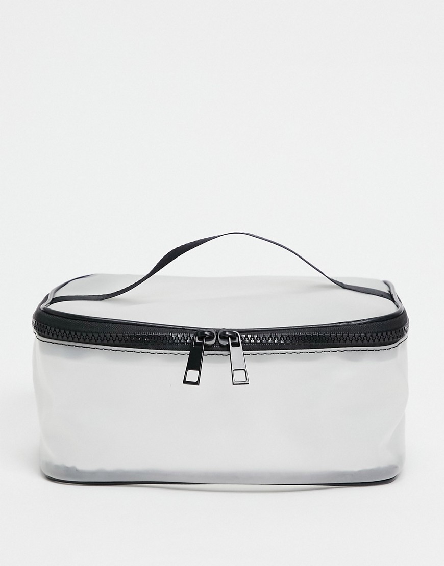 Asos Design Travel Wash Bag In Clear Frosted Finish With Grab Handle