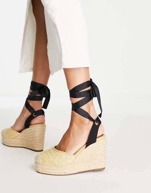 White Closed Toe Espadrille Wedge Heel Sandals