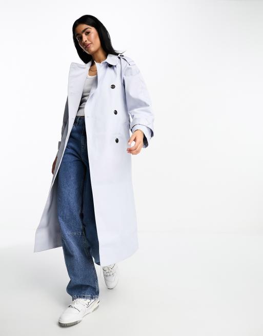 ASOS DESIGN - Trench azzurro taglio lungo