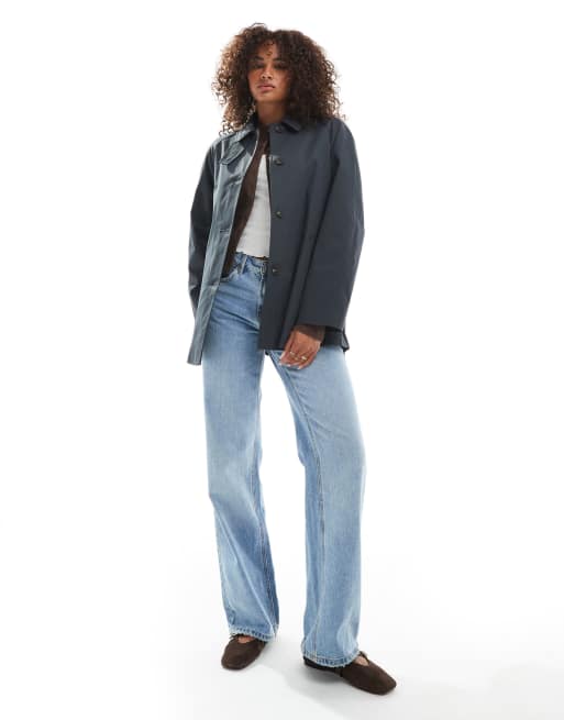 ASOS DESIGN trench car coat in navy