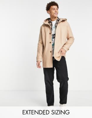 ASOS DESIGN hooded trench coat with shower resistance in stone - ASOS Price Checker