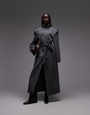 ASOS DESIGN - Trench-coat ajusté à épaulettes - Gris