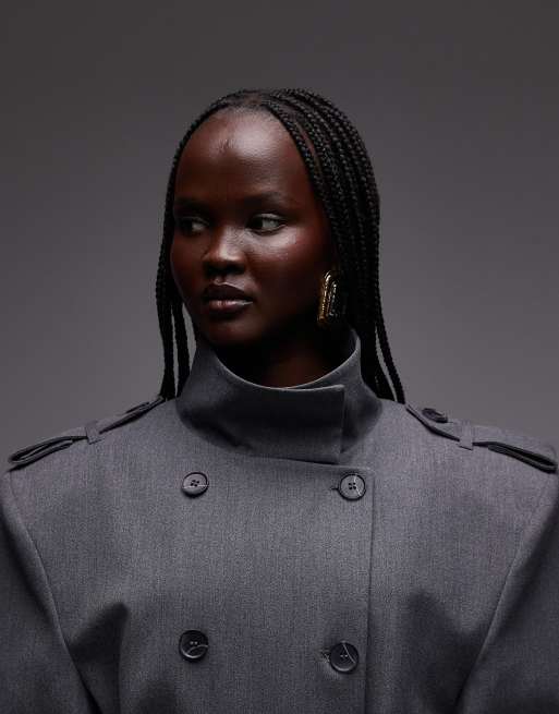 ASOS DESIGN - Trench-coat ajusté à épaulettes - Gris, 2 de 4