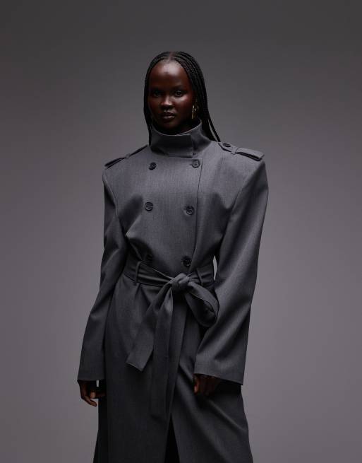 ASOS DESIGN - Trench-coat ajusté à épaulettes - Gris, 3 de 4