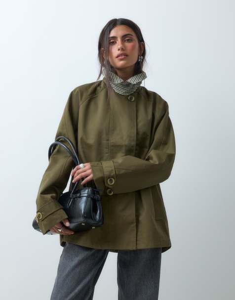 ASOS DESIGN trench-coat avec détail cape et doublure à carreaux en kaki - view 1