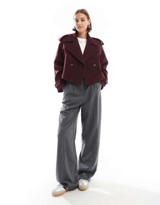 Trench-coat Court Pour Femme En Laine Mélangée - Col à Revers - Coupe Croisée - Élégant Et Polyvalent - 3