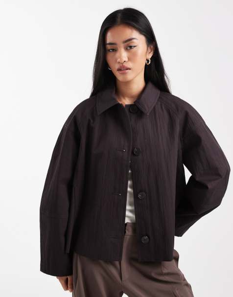 ASOS DESIGN - Trench-coat court et plissé - Chocolat - view 1