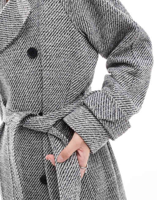 ASOS DESIGN - Trench-coat élégant en imitation laine - Poivre et sel, 3 de 4