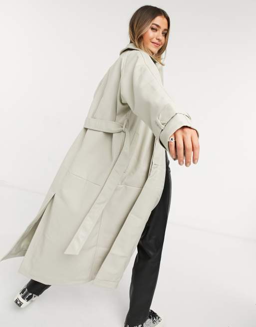 ASOS DESIGN - Trench-coat en similicuir avec col - Mastic, 2 de 4