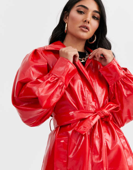 ASOS DESIGN Trench coat en vinyle Rouge ASOS