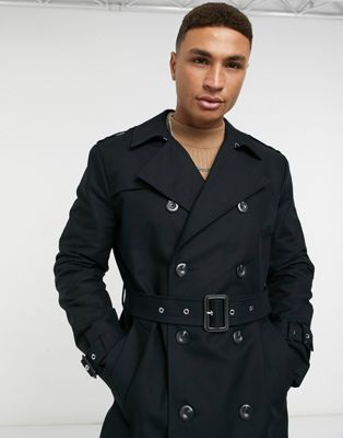 Trenchs Trench-coat imperméable coupe longue avec ceinture - Noir