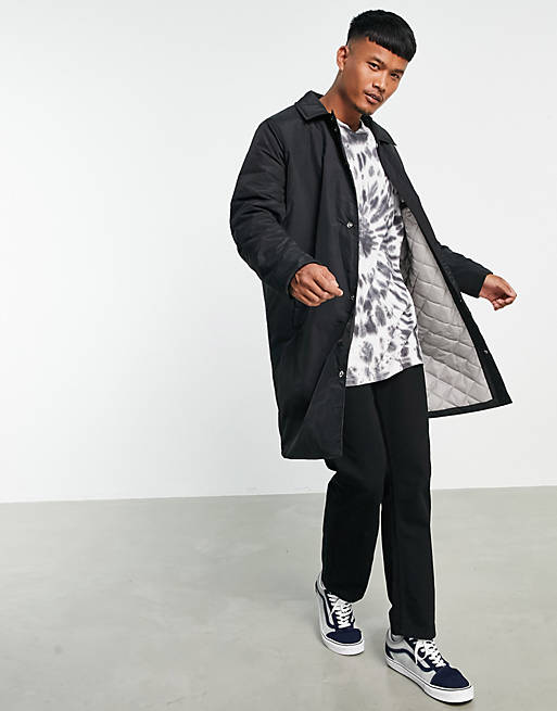 ASOS DESIGN trench coat in black with quilted lining