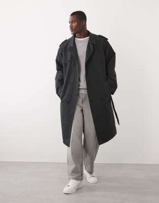 Asos Design Trench Coat In Black